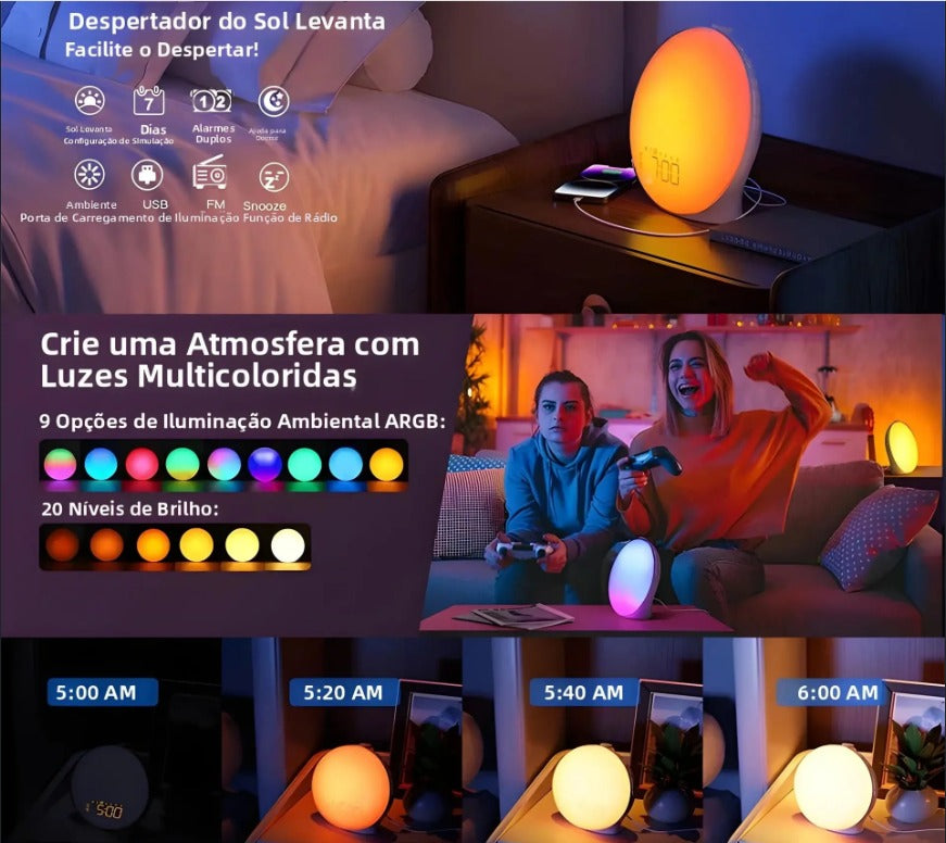 Relógio Alarme com Luz Natural