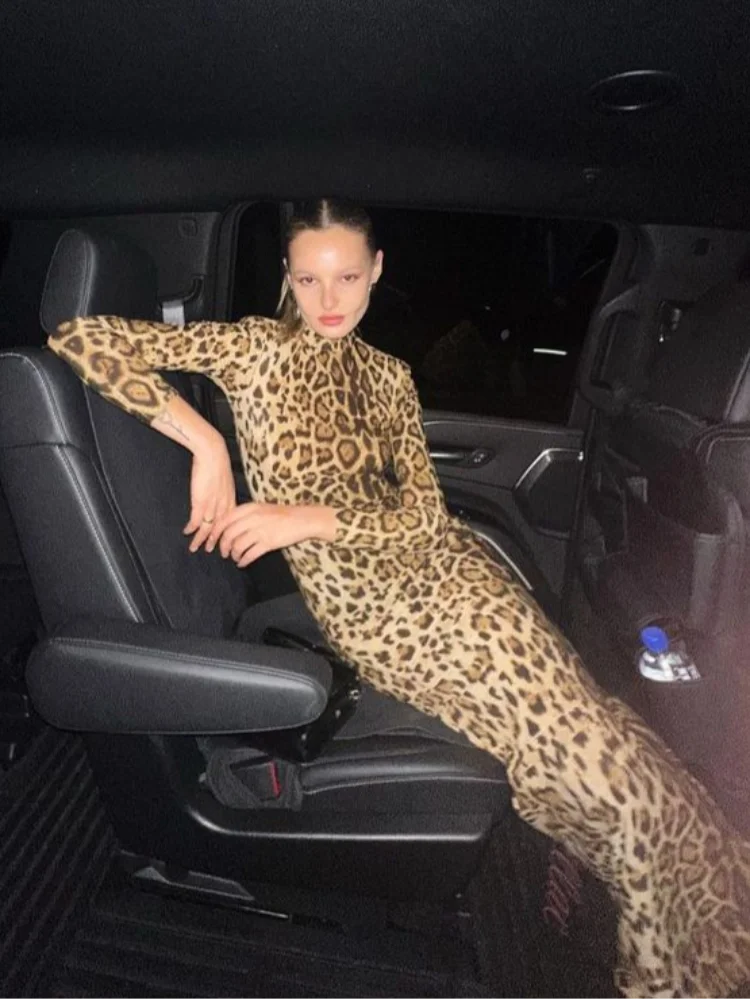 Vestido Leopardo Carol TRANSPARENTE - Pronta Entrega