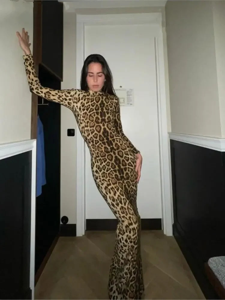 Vestido Leopardo Carol TRANSPARENTE - Pronta Entrega